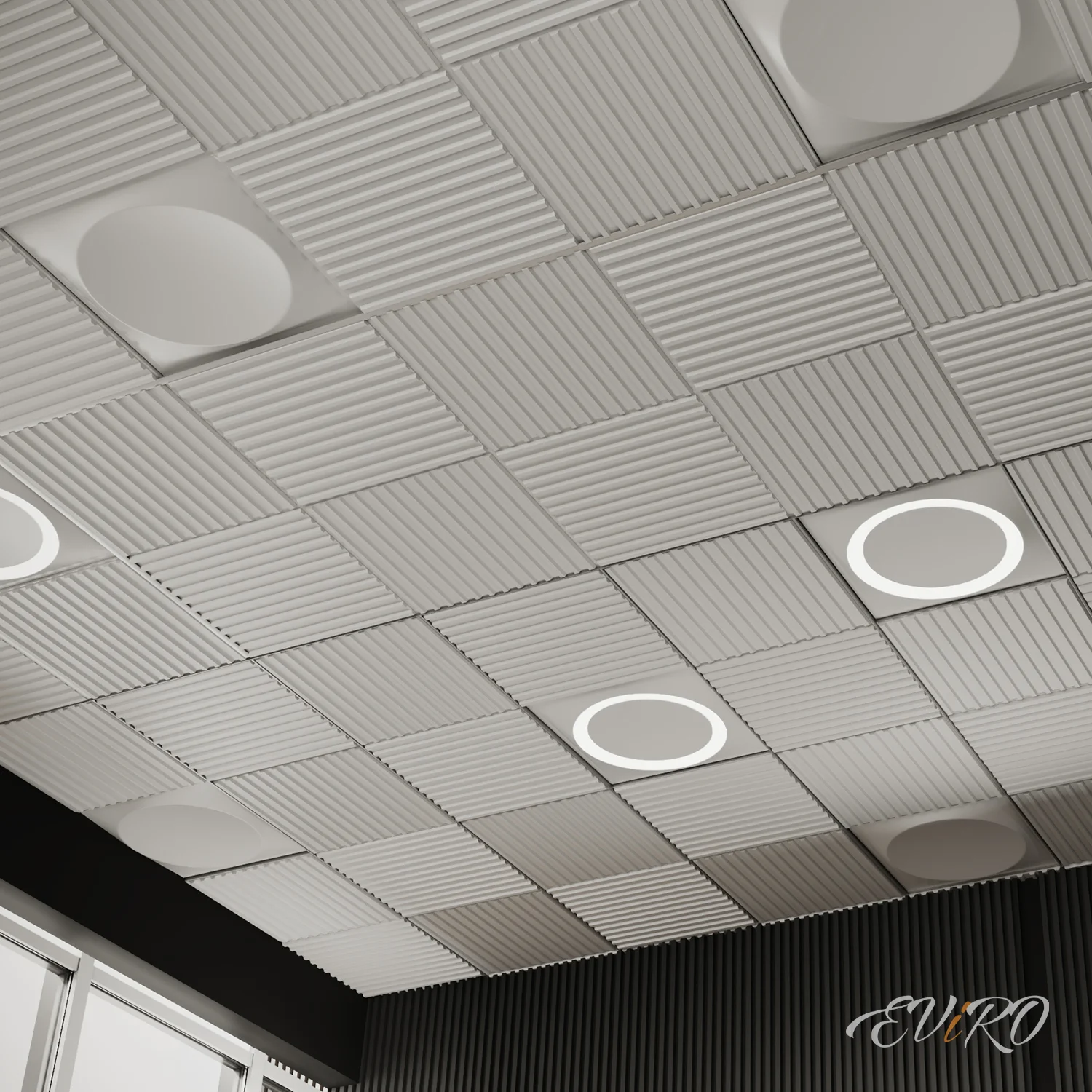 Гипсовая потолочная 3D панель EViRO Решетчатая